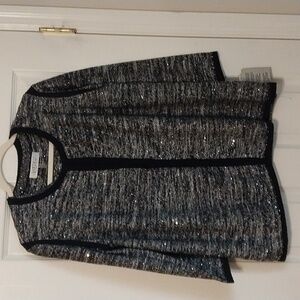 KASPER Black/Silver Metallic Cardigan and Shell Set 2 pc Size Medium